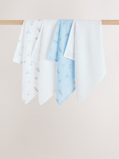 Blue Baby Muslin Cloths 4 Pack
