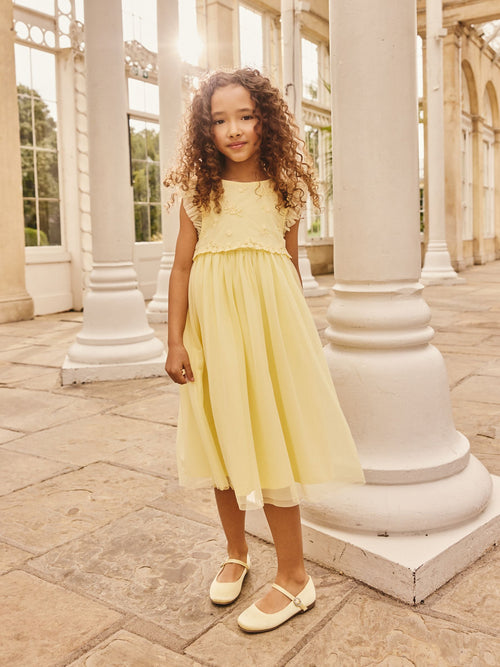 Buttermilk Yellow Mesh Flower Girl Dress (3-16yrs)