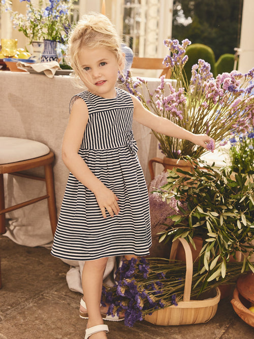 Navy Stripe Corsage Prom Dress (3mths-8yrs)