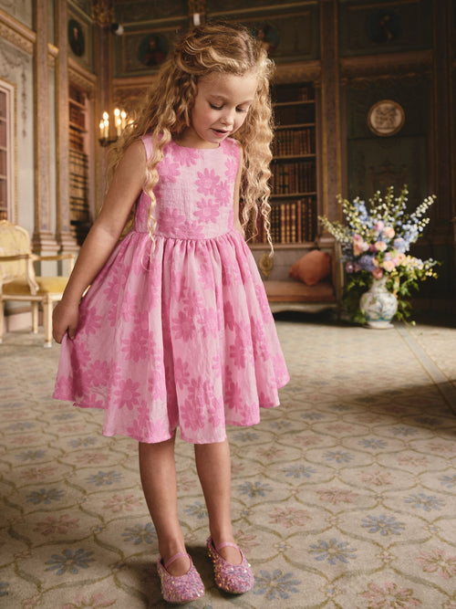 Pink Floral Texture Dress (3-16yrs)