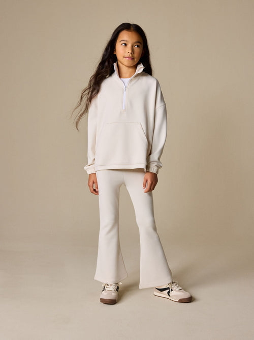 Neutral Cream Zip Neck Top and Foldover Flare Set (3-16yrs)