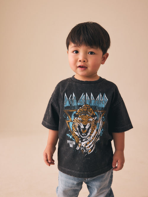 Washed Black Short Sleeve Band Graphic T-Shirt (3mths-8yrs)
