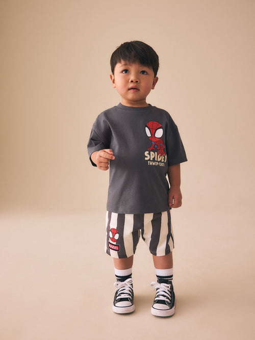 Charcoal Grey Spider-Man T-Shirt And Shorts Set (9mths-8yrs)