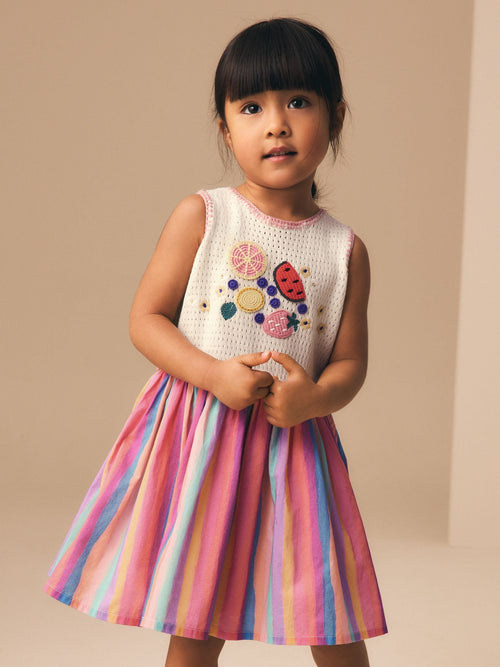 Rainbow Fruit Embroidered Dress (3mths-7yrs)