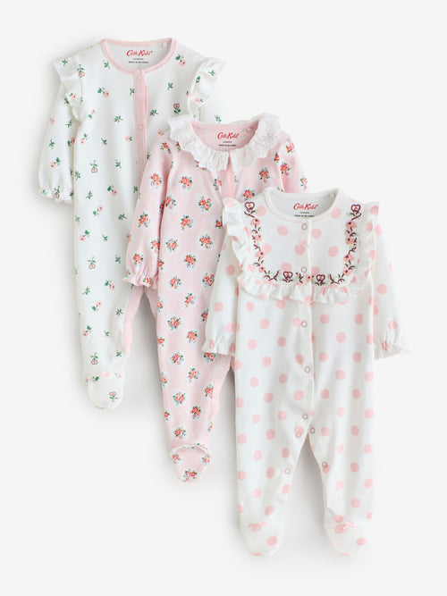 Pink/White Cath Kidston Baby Sleepsuits 3 Pack