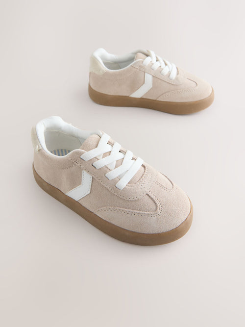 Neutral Elastic Lace Retro Trainers