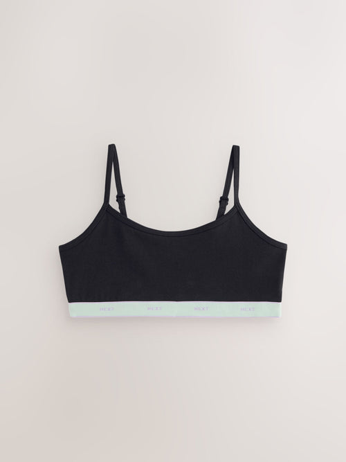 Black Bright Elastic Strappy Crop Tops 3 Pack (5-16yrs)