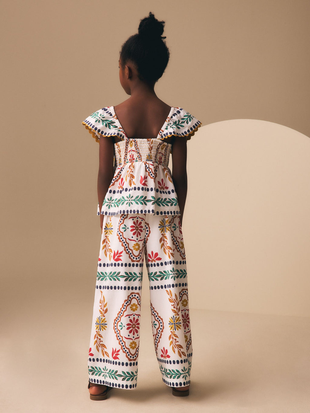 Multi Border Ruffle Blouse and Trousers Set (3-16yrs)
