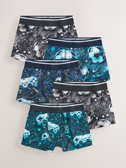 Football/Gamer Boxers 5 Pack (2-16yrs)