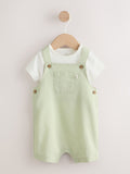 Sage Green Linen/Cotton Blend Dungaree and Bodysuit Baby Set (0mths-2yrs)