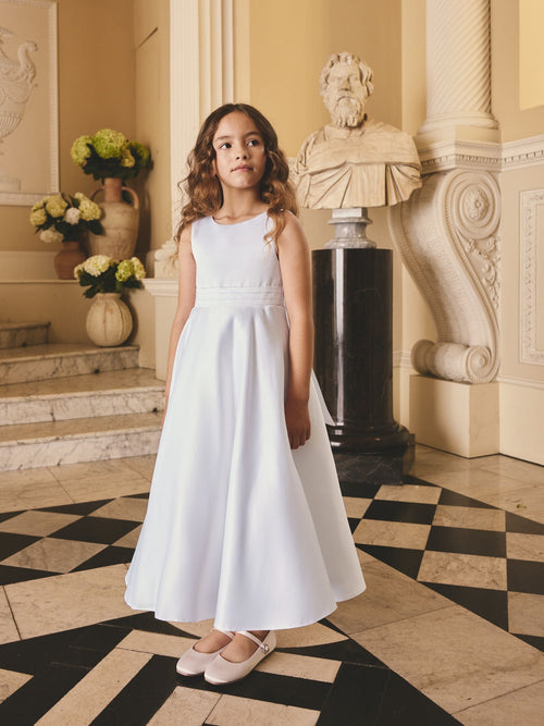 White Flower Girl Bow Dress (6-13yrs)
