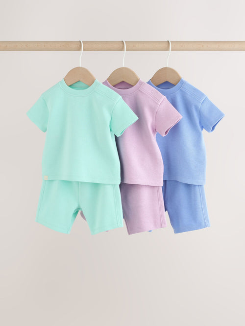 Blue/Lilac/Green Tops and Shorts 6 Piece Baby Set (0mths-2yrs)