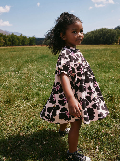 Monochrome Floral Jersey Dress (6mths-7yrs)