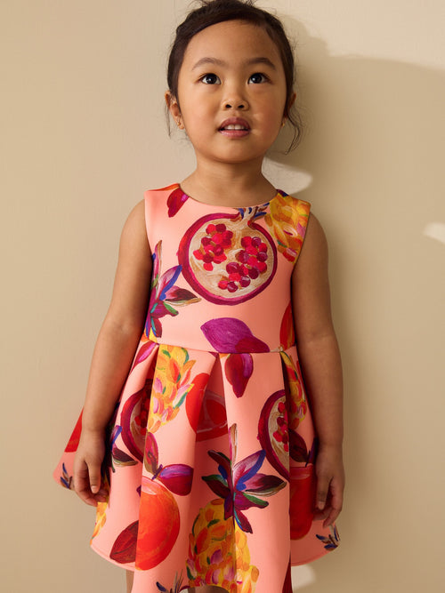 Orange Fruit Scuba Occasion Dress (3mths-7yrs)