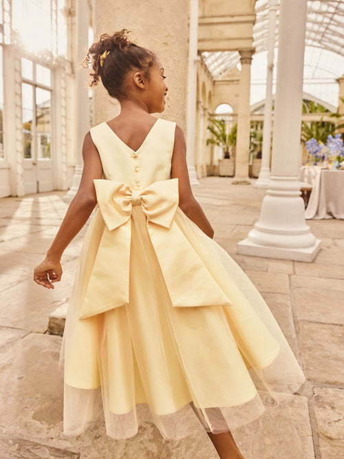 Yellow Flower Girl Bow Dress (3-12yrs)