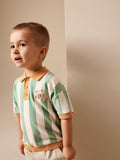 Striped Character Button Neck Knitted Polo Shirt (3mths-7yrs)