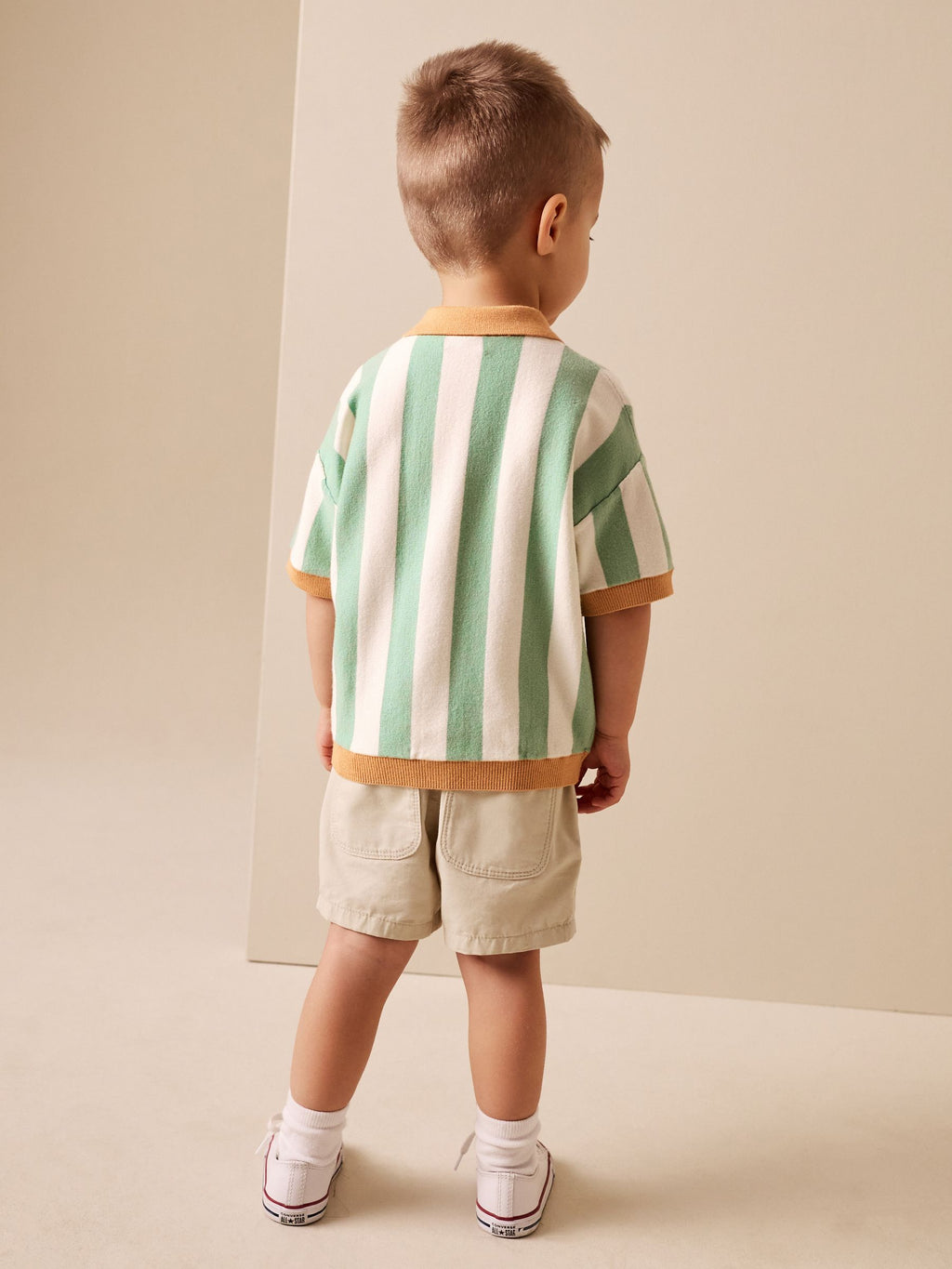 Striped Character Button Neck Knitted Polo Shirt (3mths-7yrs)