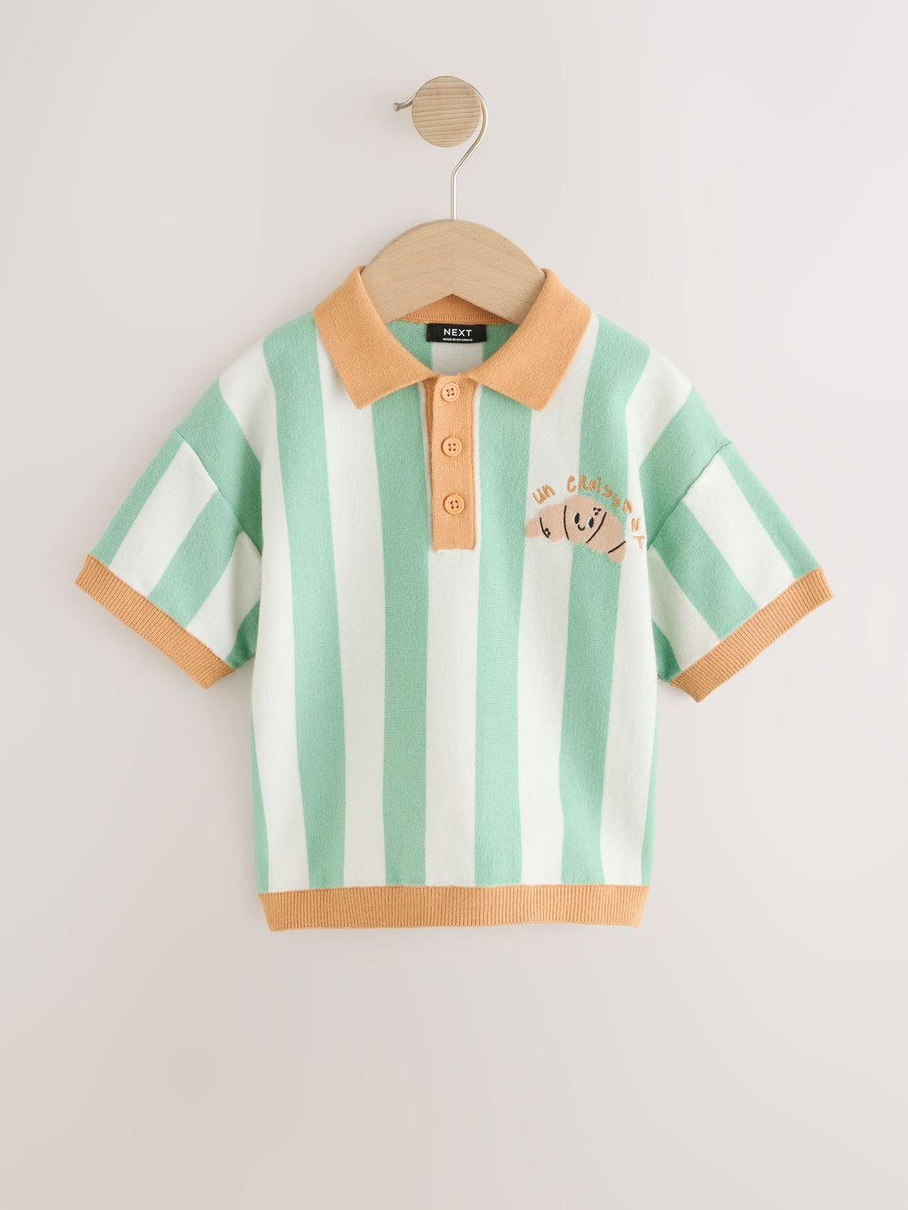 Striped Character Button Neck Knitted Polo Shirt (3mths-7yrs)