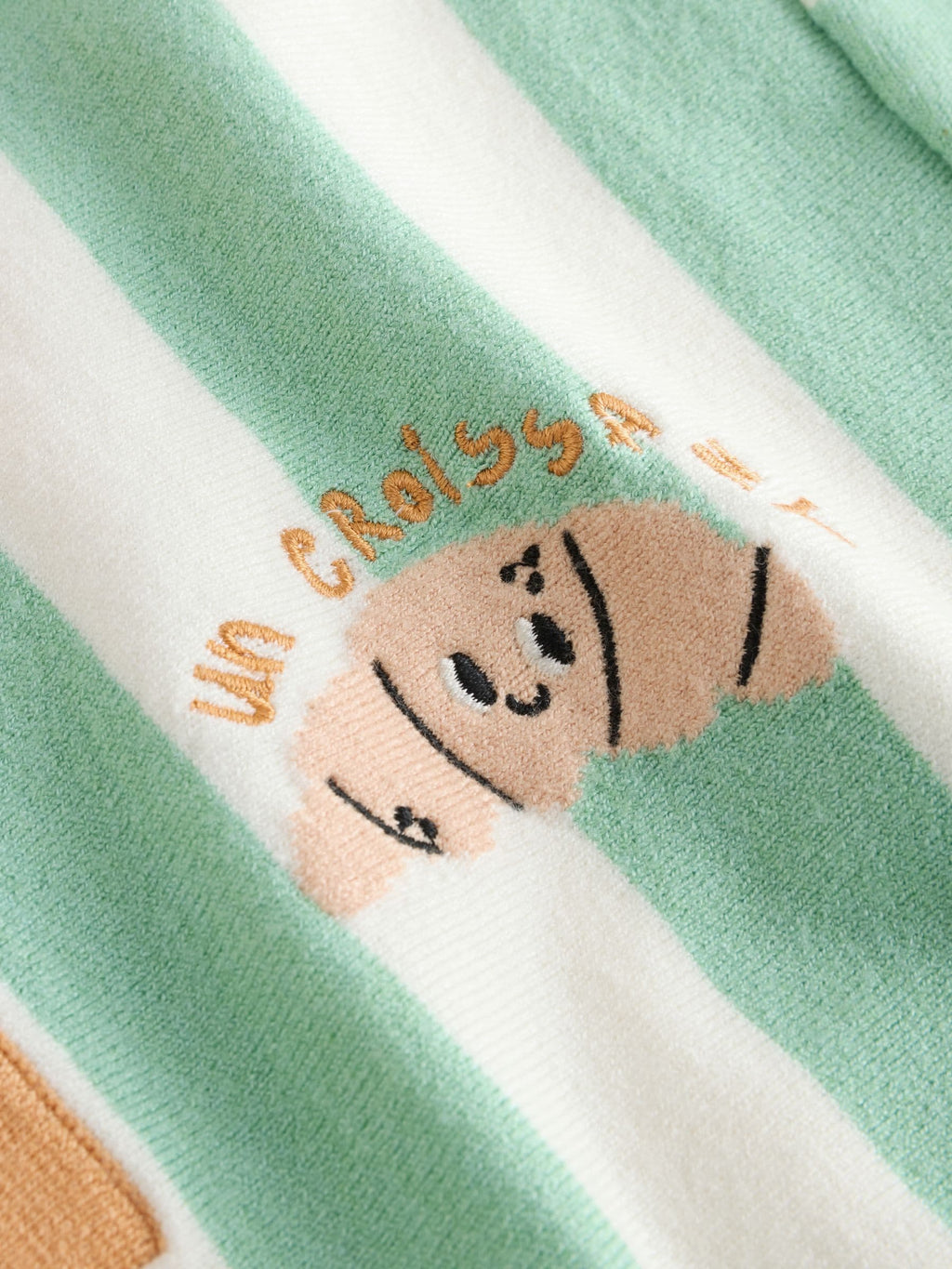 Striped Character Button Neck Knitted Polo Shirt (3mths-7yrs)