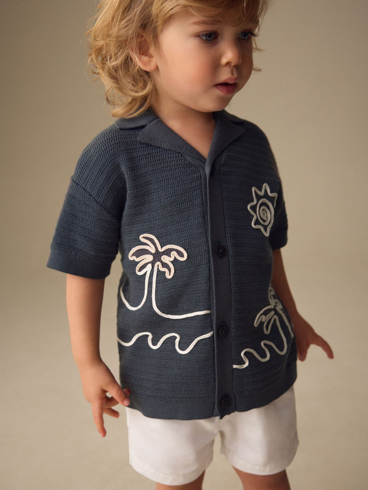 Charcoal Grey Knitted Cornelli Polo Shirt (3mths-7yrs)