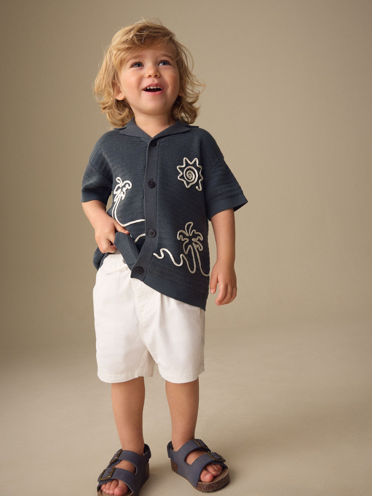 Charcoal Grey Knitted Cornelli Polo Shirt (3mths-7yrs)