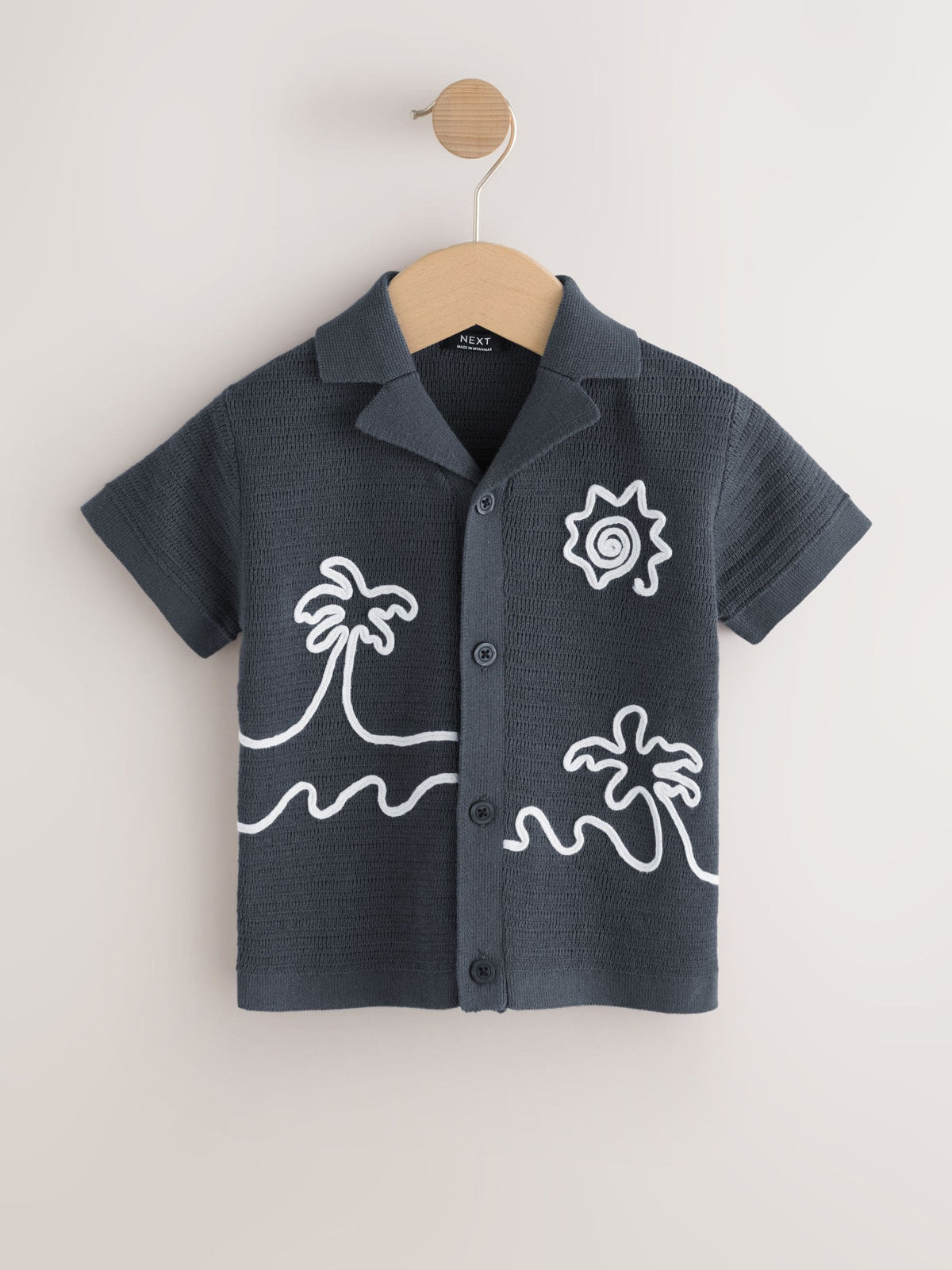 Charcoal Grey Knitted Cornelli Polo Shirt (3mths-7yrs)