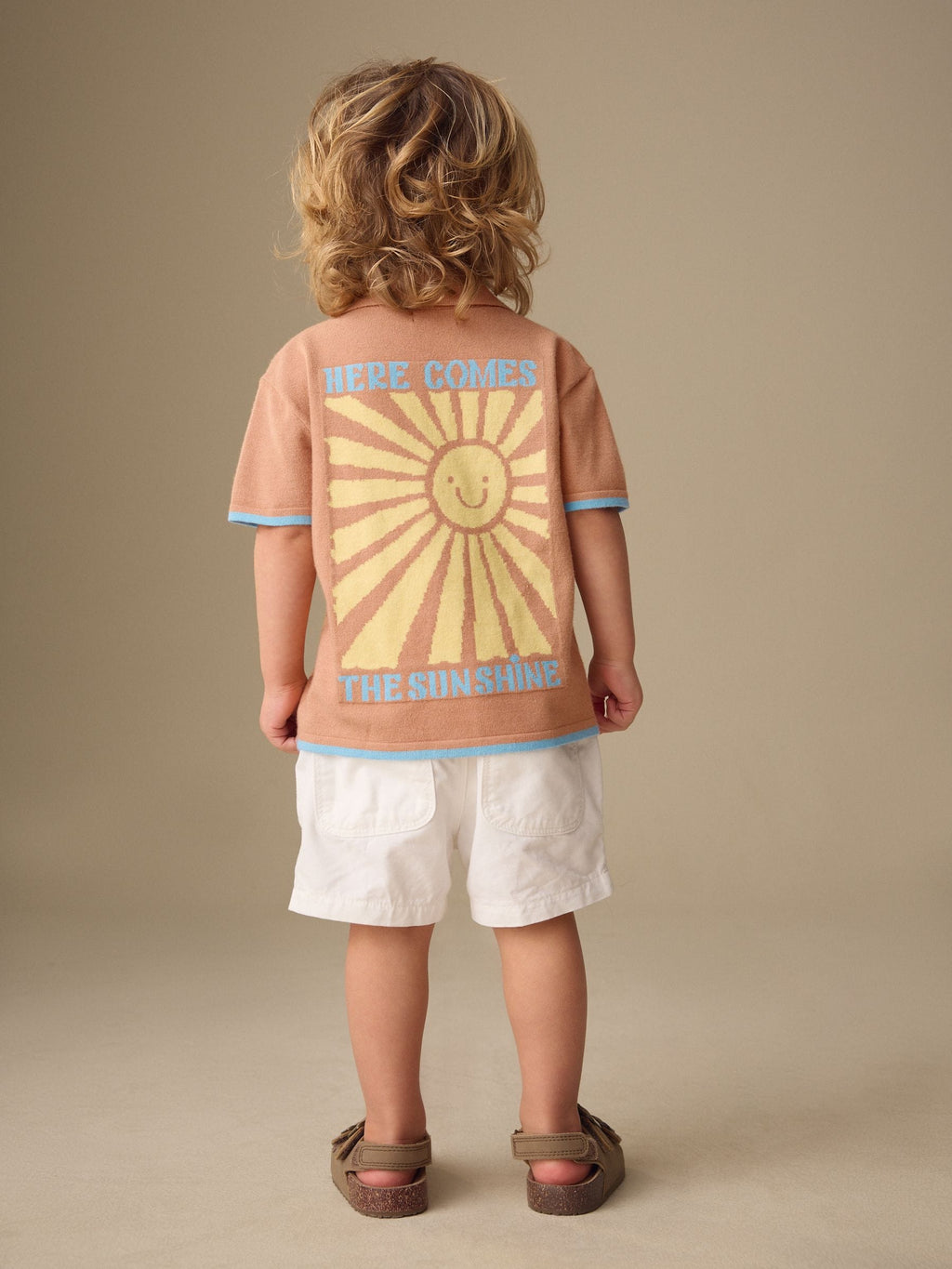Orange Knitted Revere Collar Polo Shirt (3mths-7yrs)