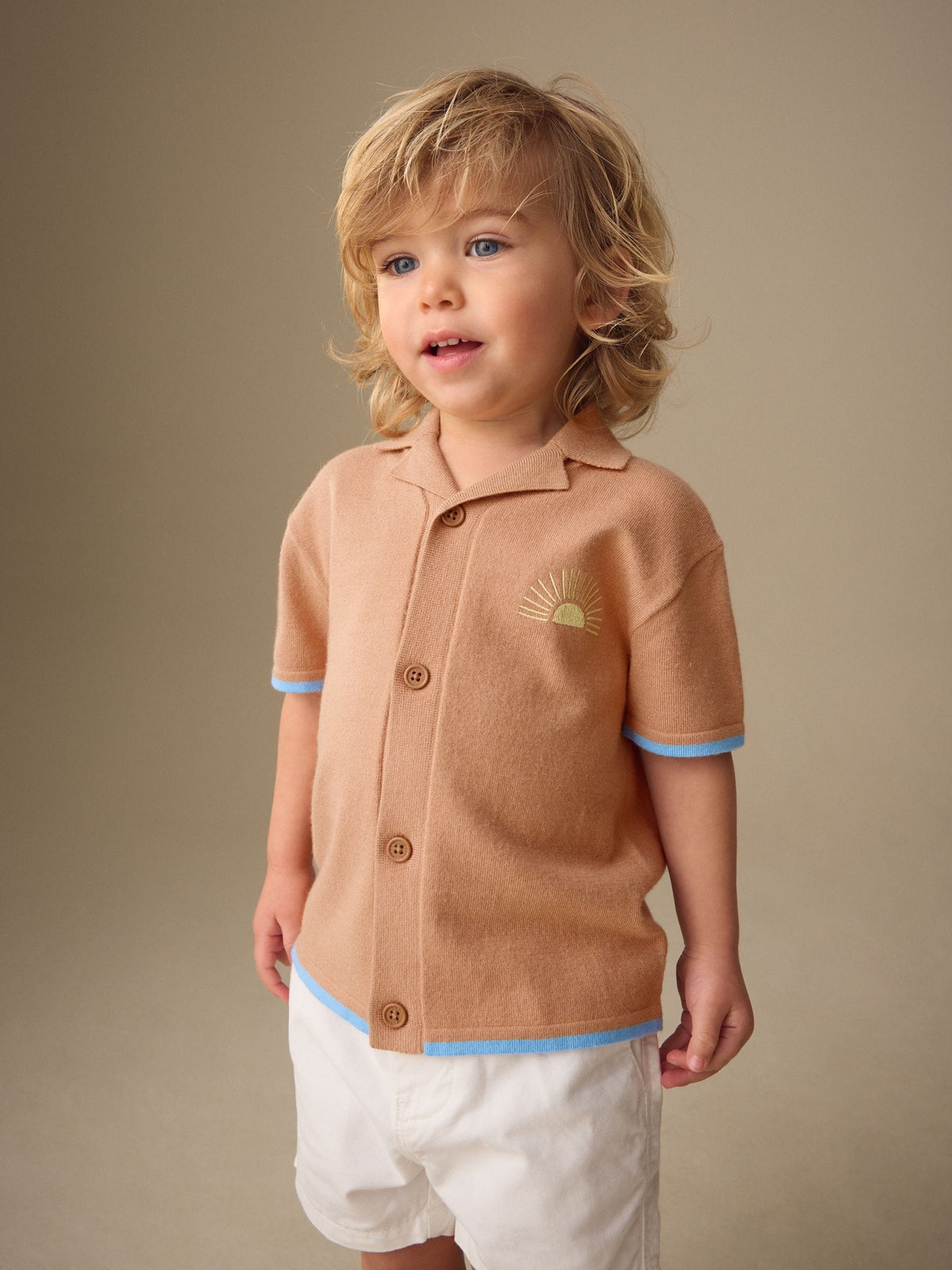 Orange Knitted Revere Collar Polo Shirt (3mths-7yrs)