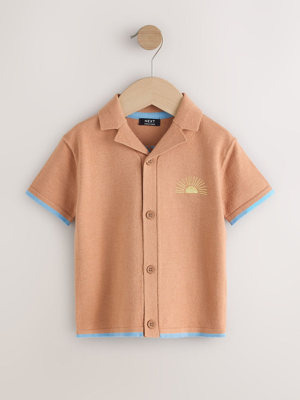 Orange Knitted Revere Collar Polo Shirt (3mths-7yrs)