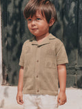 Khaki Green Textured Knitted Polo Shirt (3mths-7yrs)