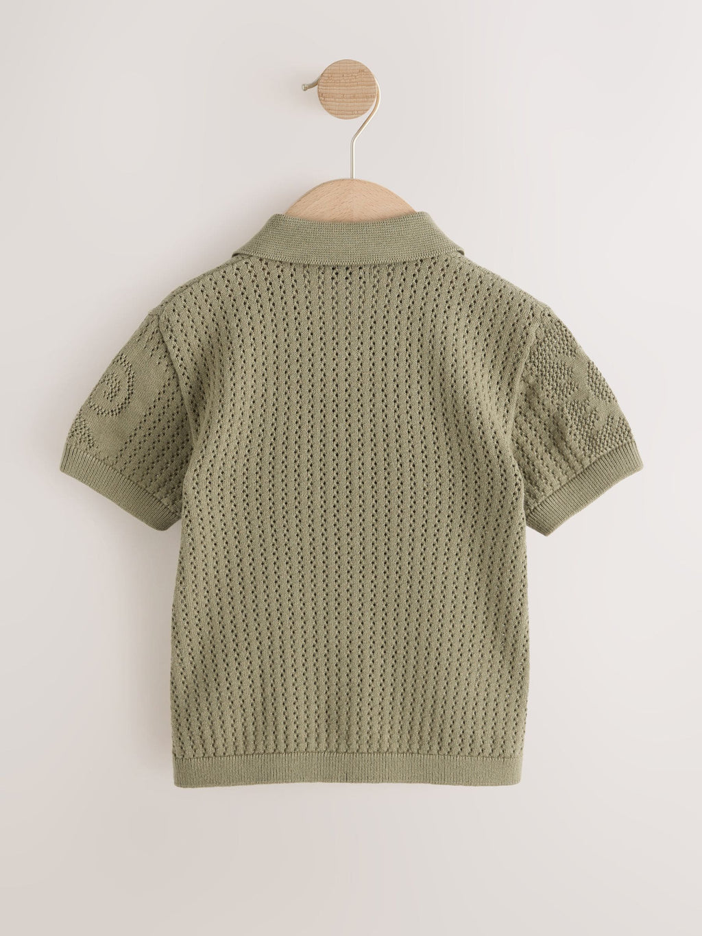 Khaki Green Textured Knitted Polo Shirt (3mths-7yrs)