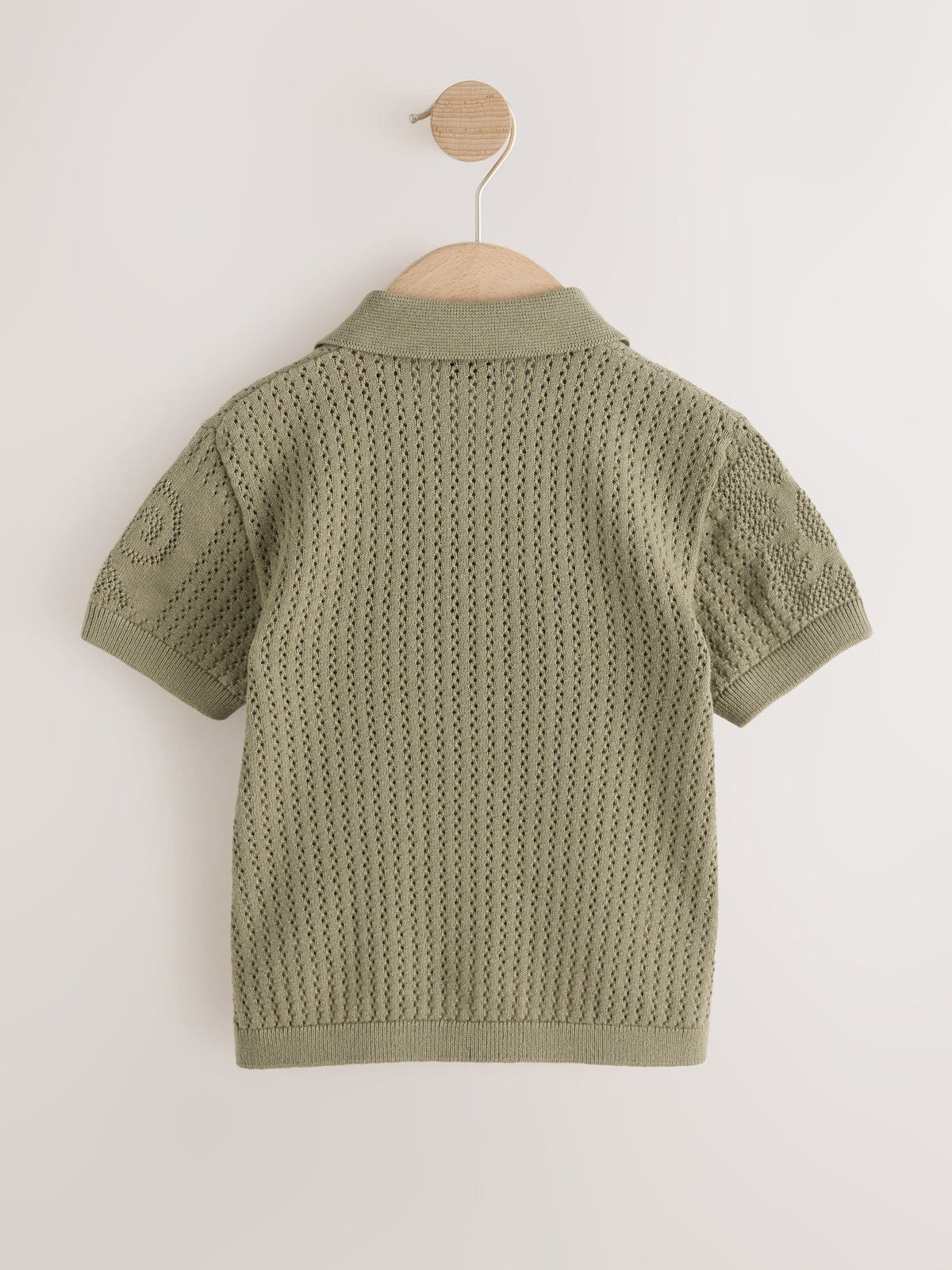 Khaki Green Textured Knitted Polo Shirt (3mths-7yrs)