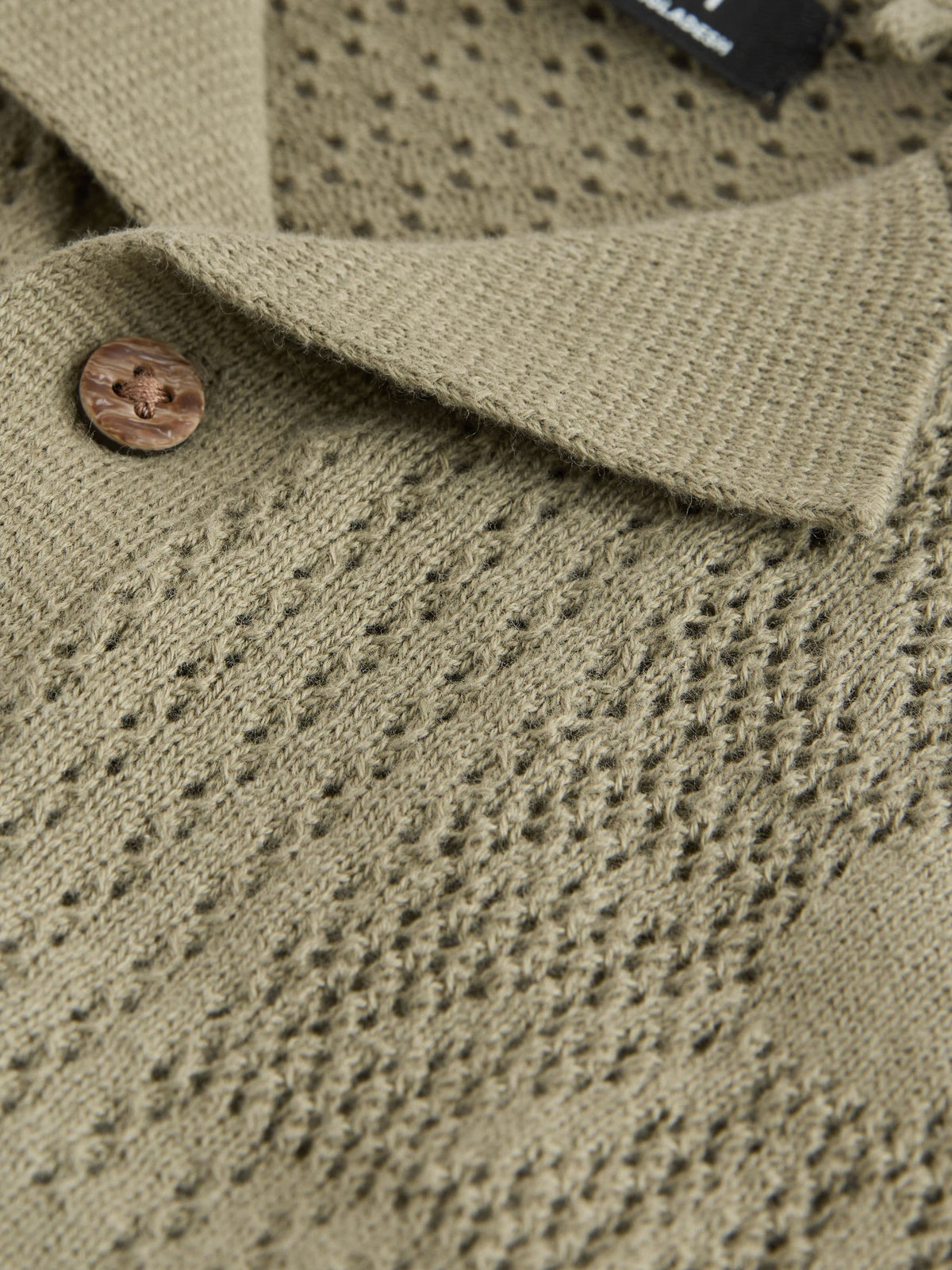 Khaki Green Textured Knitted Polo Shirt (3mths-7yrs)