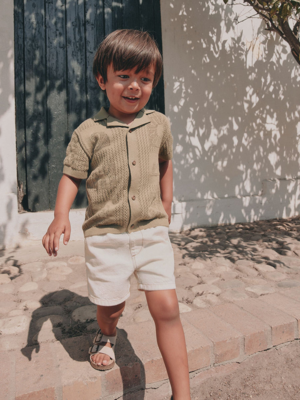 Khaki Green Textured Knitted Polo Shirt (3mths-7yrs)