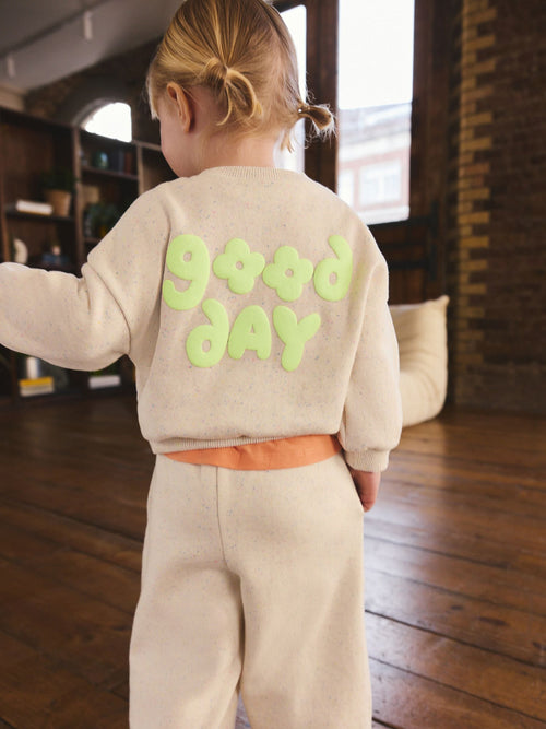 Oatmeal Nep Good Day Crew Neck Sweatshirt (3mths-7yrs)