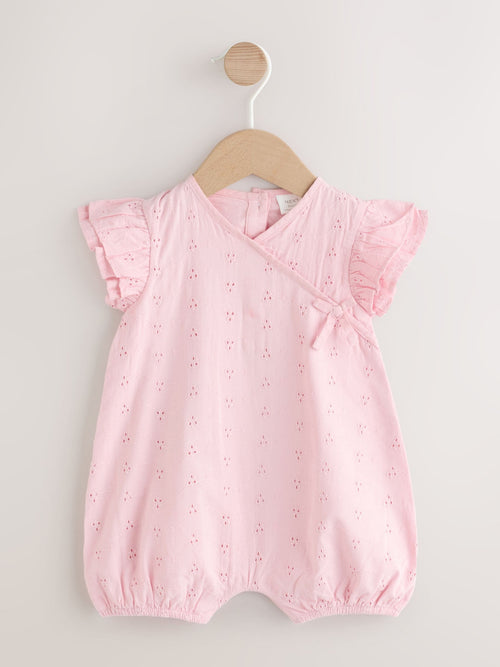 Pink Broderie Baby Romper (0mths-2yrs)
