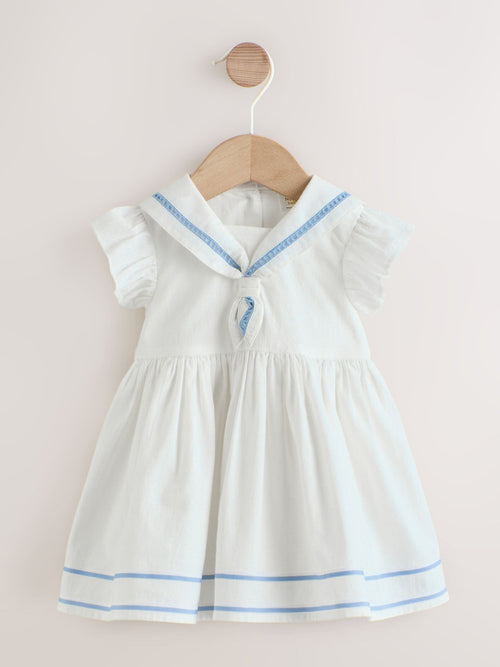 White Woven Baby Dress (0mths-2yrs)