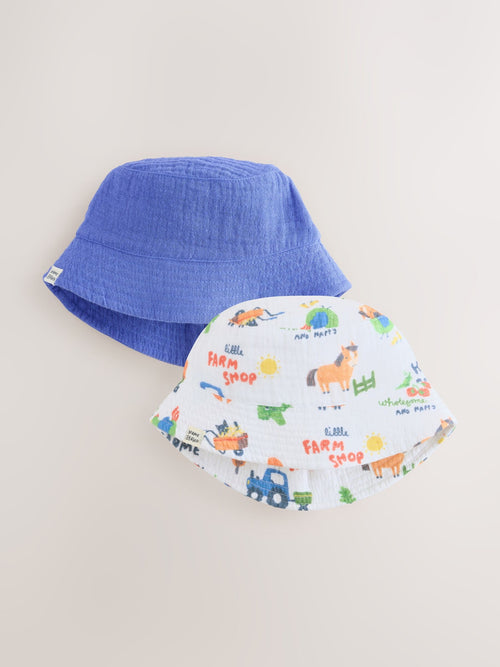 Blue Farm Woven Baby Bucket Hats 2 Pack