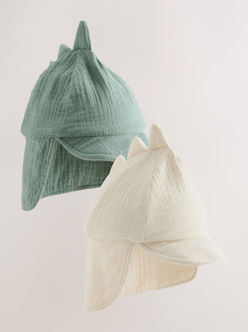 Green/Neutral Dino Legionnaire Baby Hat 2 Pack