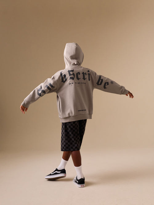 Stone Subscribe Graphic Zip Through Hoodie (3-16yrs)