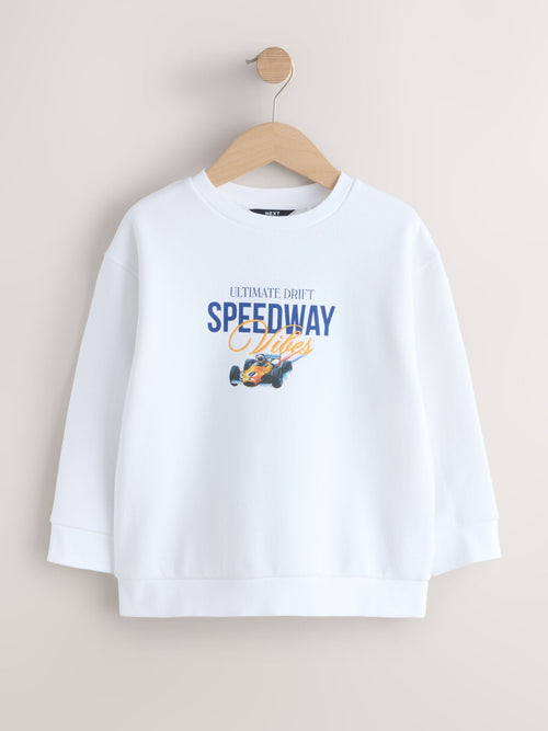 White Regular Fit Graphic Crew Neck Sweater (3-16yrs)