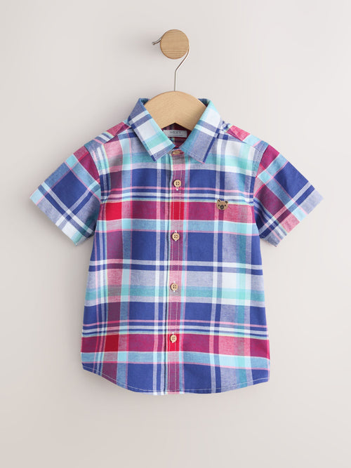 White/Blue/Red Short Sleeve Oxford Check Shirt (6mths-7yrs)