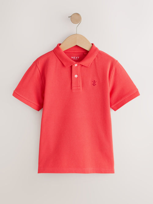 Coral Red Sign Off Short Sleeve Polo Shirt (3-16yrs)