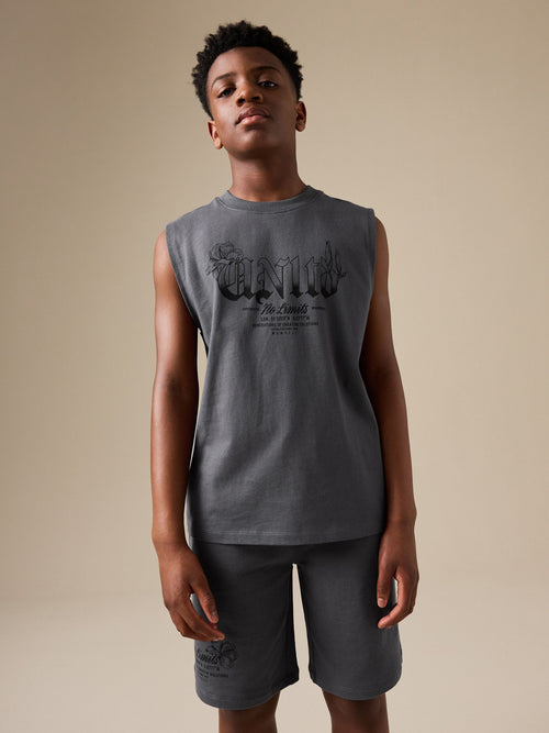 Charcoal Grey Tank Vest and Shorts Set (3-16yrs)