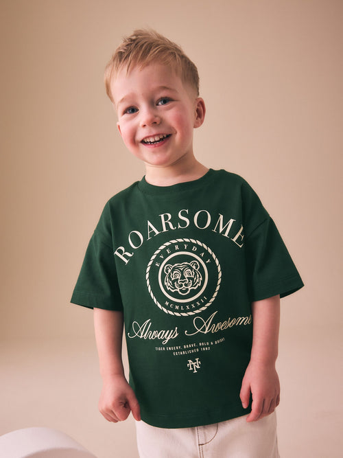 Green Roarsome Tiger Short Sleeve Graphic T-Shirt (3mths-7yrs)