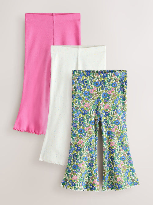 Pink/Floral Flared Leggings 3 Pack (3mths-7yrs)