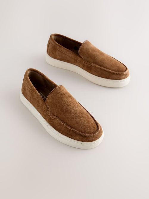 Tan Brown Suede Loafers