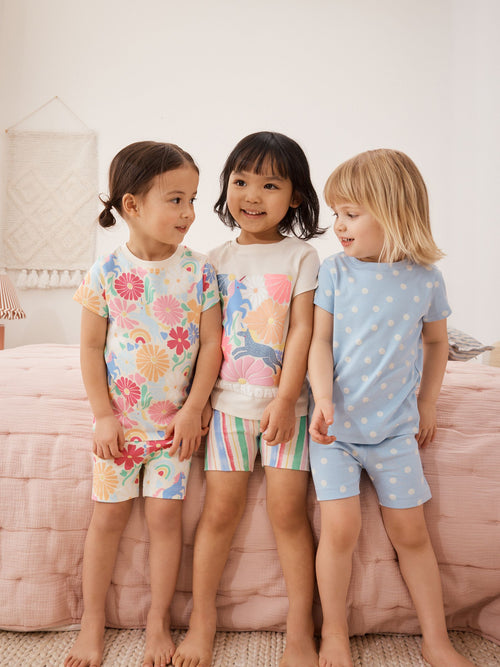 Pink Floral Unicorn Short Pyjamas 3 Pack (9mths-12yrs)