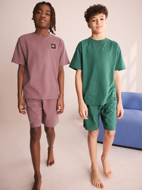 Pink/Green Short Pyjamas 2 Pack (3-16yrs)