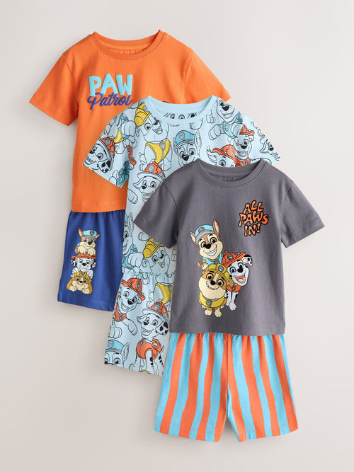 Blue/Grey/Orange Paw Patrol Short Pyjamas 3 Pack (9mths-8yrs)